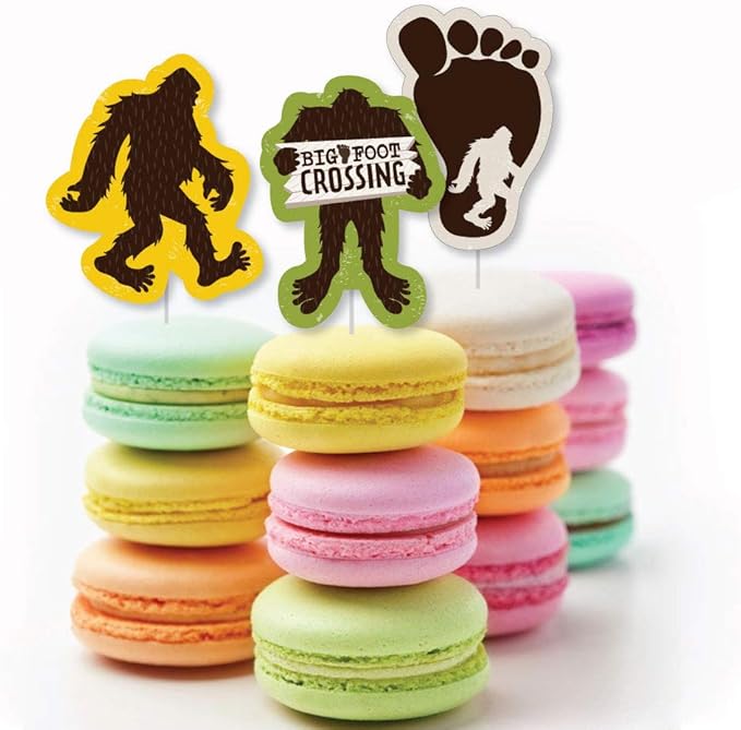 Big Dot of Happiness Sasquatch Crossing - Dessert Cupcake Toppers - Bigfoot Party or Birthday Party Clear Treat Picks - Set of 24