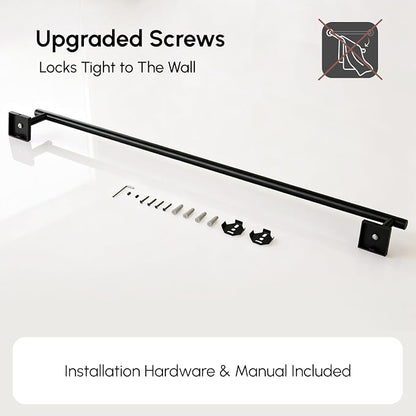 USHOWER Matte Black Bath Towel Bar, 30 Inch Towel Racks for Bathroom Wall Mounted, 304 Stainless Steel Towel Holder with Square Base, Modern Home Decor (Total Length 32 Inch)