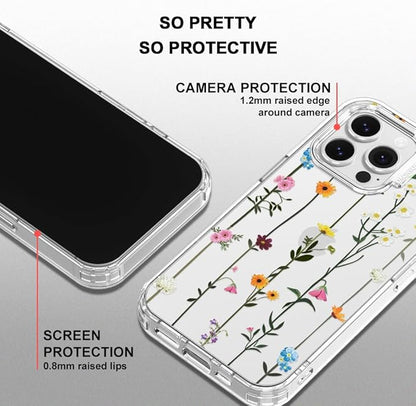 MOSNOVO Case for iPhone 16 Pro Max, [Buffertech 6.6ft Military-Grade Drop Protection] [Anti Peel Off Tech] Clear TPU Bumper Phone Case Cover Design - Wildflowers