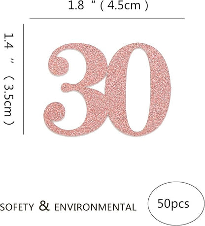 30th Happy Birthday Confetti Decorations - Number 30 Rose Gold Table Confetti for 30th Birthday, 30th Anniversary Wedding Party Supplies
