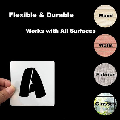 REOLAN 2 Inch Letter Stencils for Painting - 42 Pack Alphabet Letter and Number Stencil Templates with Signs for Painting, Reusable Letters and Numbers Stencils for Chalkboard Wood Signs & Wall Art
