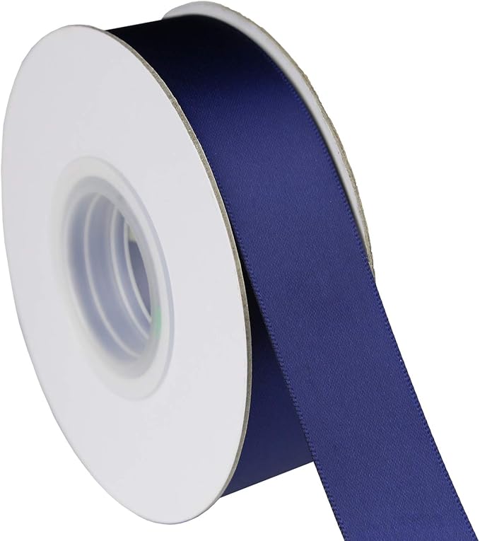 ITIsparkle 1" Inch Double Faced Satin Ribbon 50 Yards-Roll Set for Gift Wrapping Scrap Books Party Favor Hair Braids Baby Shower Decoration Floral Arrangement Craft Supplies, Navy Ribbon