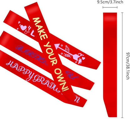 12 Pcs Sash Blank Satin Sash Party Favors Red Sash Plain Sash Pageant Sash Satin Sash Sashes for Birthday, Wedding, Graduation, DIY, Beauty Pageant, Hen Party, Homecoming, Make Your Own Sash