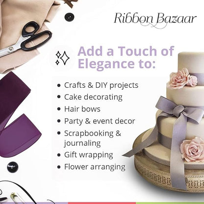 Ribbon Bazaar Sheer Organza Wired Ribbon - Wire Edged Ribbon for Floral Decor, Table Arrangements, Apparel Embellishment & More - 1-1/2" Royal Blue 25yd Spool