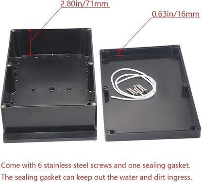 Project Box ABS Black Electrical Boxes IP65 Outdoor Waterproof Box Electronic Junction Box Power Fixed Ear Enclosure with Cable Glands for DIY Project 10.35 x 7.17 x 3.74 inch (263x182x95mm)