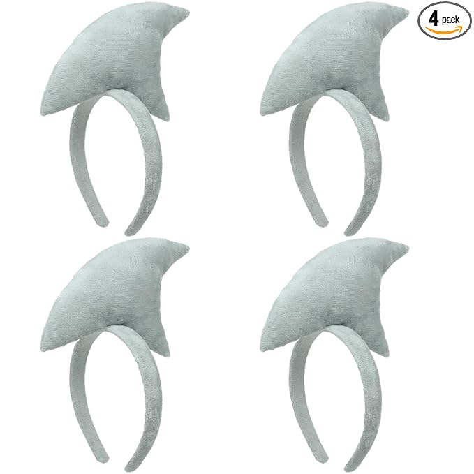 Beviliu Shark Headbands, Animal Headband Shark Fin Headband for Adults Halloween Cosplay, Shark Fin Costume Accessories for Shark Sea Ocean Party Birthday, 4Pack