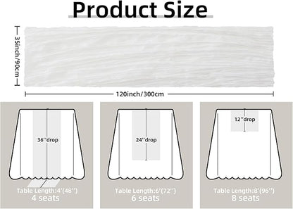 FEXIA White Gauze Cheesecloth Table Runner Spring Wedding Decor for Centerpiece Bridal Shower Party First Communion Engagement Boho Table Decoration 35x120 Inches