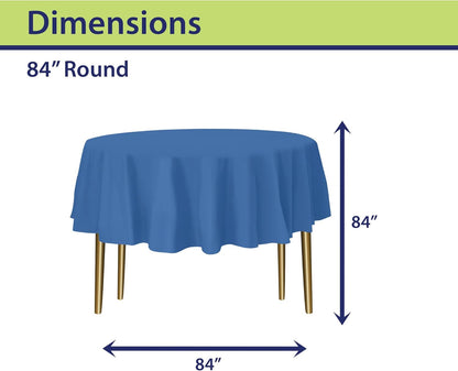 Blue Disposable Plastic Tablecloth for Round Tables (12 Pack) 84 inches Table Cloths for Parties, Events & Weddings, Indoors & Outdoors, Plastic Table Cover