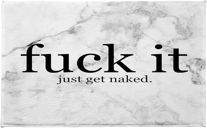 LB Black and White Marble Bath Mat for Bathroom- Funny Fuck It Just Get Naked Non Slip Doormat- Modern Geometric Absorbent Memory Foam Living Room Bedroom Door Front Floor Area Rugs,31.5x19.6 Inch