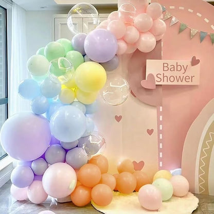 MEBAY Pastel Rainbow Balloon Arch Garland Kit, 155Pcs Multicolor Macaron Balloons for Birthday Party Baby Shower Wedding Decorations