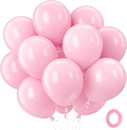Patimate Pastel Pink Balloons - 100pcs 12 Inch Light Matte Pink Latex Party Balloons for Girls Women Wedding Bridal Baby Shower Gender Reveal Graduation Engagement Birthday Party Decorations
