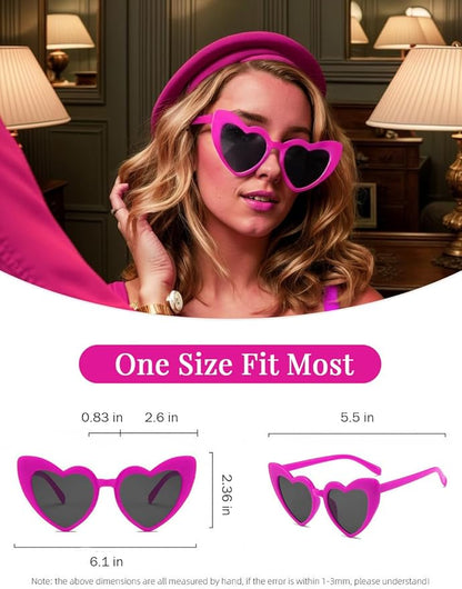 8 Pack Heart Sunglasses Vintage Cat Eye Heart Glasses Retro Bachelorette Bride Sunglasses Bulk for Women