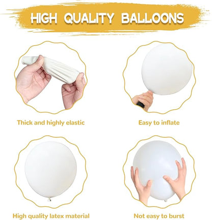 134Pcs White Balloons Different Sizes 5 10 12 18 Inch White Balloon Garland Arch Kit, Latex Balloons for Birthday Wedding Baby Shower Party Decorations.