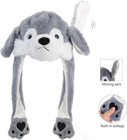 Animal Hat with Funny Plush Moving Ears,Crazy Hats for Kids Holiday Cosplay Easter Dress Up Cute Hat Kids Gift