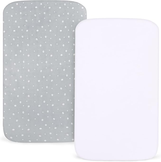 Bassinet Sheets Fit for RONBEI, Arm's Reach Clear-Vue, Cambria, Mini Ezee Co-Sleeper, Chicco LullaGo Nest Bassinet, Fit for 18"x32" Rectangle Bassinet Mattress Pad, Ultra Soft & Super Stretchy-2 Pack