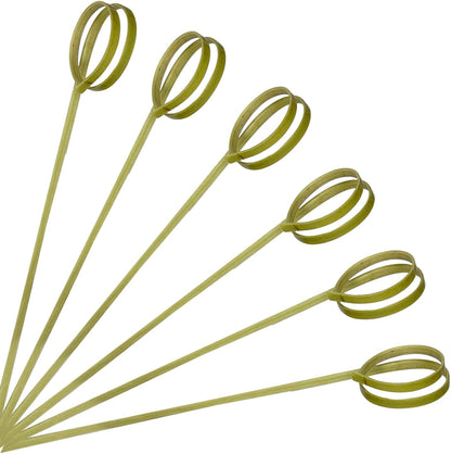 100 Counts Bamboo Cocktail Picks, Fancy Toothpicks Cocktail Skewers, Bamboo Skewers for Appetizers, Charcuterie Accessories, Handmade Bamboo Sticks With Knot, 4.7 Inch Long Cocktail Toothpicks