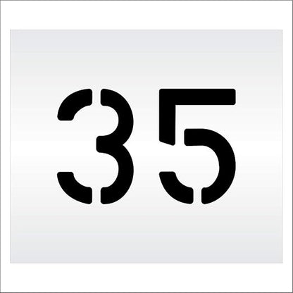 Pavement, Curb, and WheelStop Stencils - 6 inch Double Number Stencil - (35) - 6" x 9" x 1/16" (63 mil) - Light-Duty