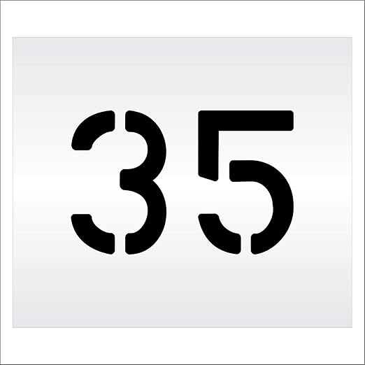 Pavement, Curb, and WheelStop Stencils - 6 inch Double Number Stencil - (35) - 6" x 9" x 1/8" (128 mil) - Pro-Grade