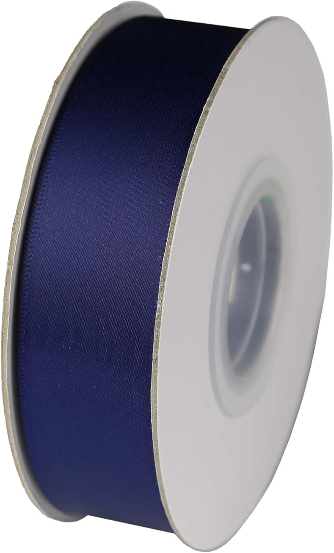 ITIsparkle 1" Inch Double Faced Satin Ribbon 50 Yards-Roll Set for Gift Wrapping Scrap Books Party Favor Hair Braids Baby Shower Decoration Floral Arrangement Craft Supplies, Navy Ribbon