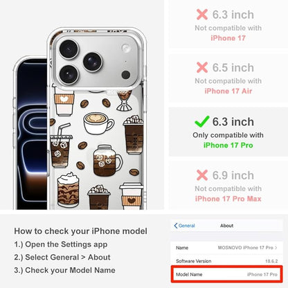 MOSNOVO for iPhone 17 Pro Case | Military Grade 6.6ft Drop Tested | Camera Control | Clear with Coffee Design