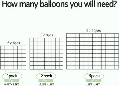 36pcs Sage Green & White Square Foil Balloons - Double-Sided Mylar Balloon Backdrop Kit for Birthdays, Graduation 2026, New Year, Photo Booth Decor (9.5ft x 9.5ft Checkered Wall/Tunnel)