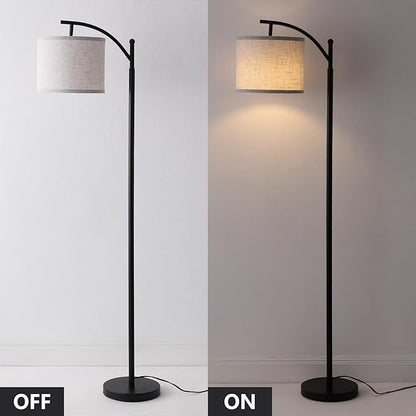 Arc Floor Lamp with 3 Color Temperatures, 9W LED Remote-Controlled Light, Tall lamp with Foot Switch and Timer Function, Modern Standing Lamp for Living Room, Bedroom, Office Reading, Black