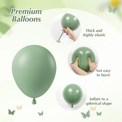 Sage green Balloons, 60pcs 12inch Sage green Sand White Metallic Gold Confetti Balloons for Boho Birthday Wedding Bridal Baby Shower Engagement Party Decorations
