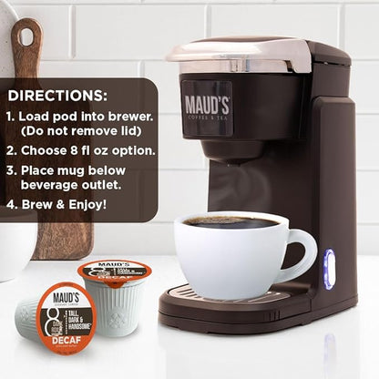 Maud's Decaf Dark Roast Coffee Pods, 50ct, Decaffeinated Coffee in Recyclable Single Serve Pods – 100% Arabica Coffee, Compatible with Keurig K Cups Maker