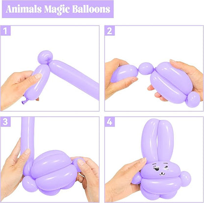 260 Long Balloons 100 Pack Pastel Purple Twisting Animal Balloons Thickening Latex Modeling Long Magic Balloons for Animal Model Weddings Birthdays Festival Party Decorations