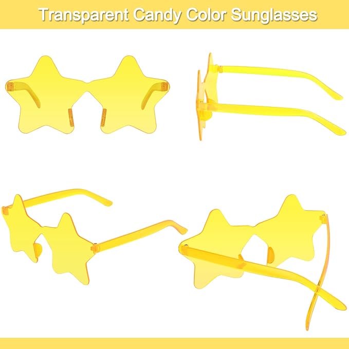 12 Pairs Star Sunglasses Pentagram Glasses Rimless Sunglasses for July 4th,Halloween, Christmas Party Favor