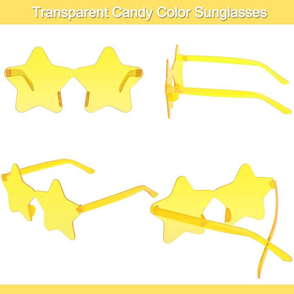 12 Pairs Star Sunglasses Pentagram Glasses Rimless Sunglasses for July 4th,Halloween, Christmas Party Favor