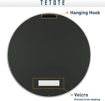TETOTE Silver Round Mirror for Bathroom, 30 Inch Modern Circle Mirrors, Wall Mounted Brushed Silver Metal Framed Entryway Decorative Farmhouse Vanity Mirror