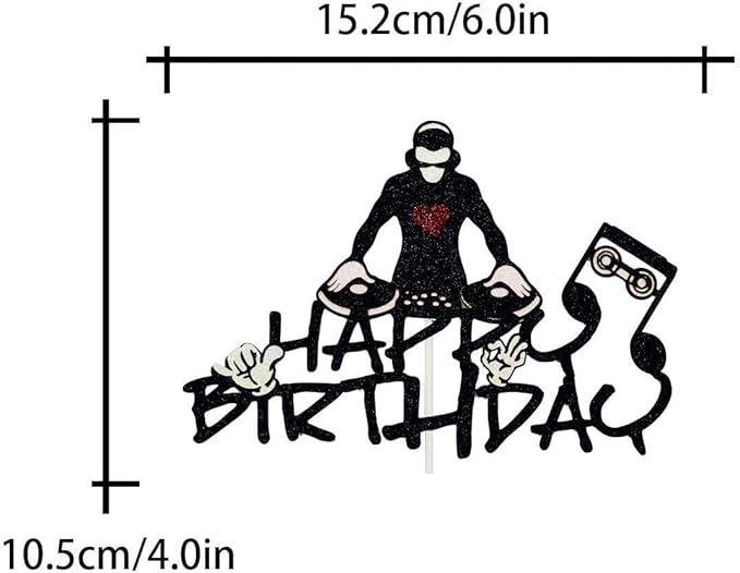 DJ Happy Birthday Cake Topper, Hip Hop Cake Topper, Disco Theme Party Supplies, Rock DJ Themed Birthday Party Supplies