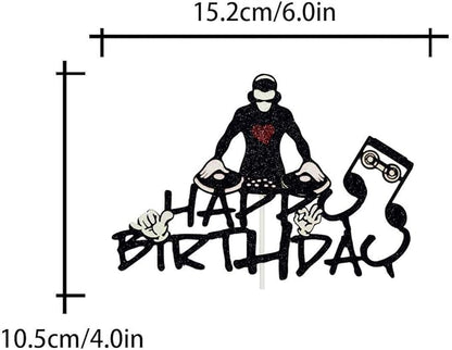 DJ Happy Birthday Cake Topper, Hip Hop Cake Topper, Disco Theme Party Supplies, Rock DJ Themed Birthday Party Supplies