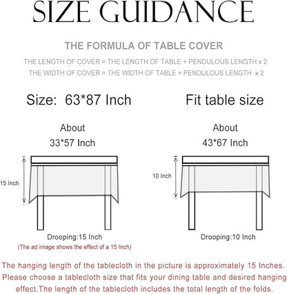 patdrea Designer Linen Rectangle Tablecloth,Vintage French Floral Tablecloths,Wrinkle Free Table Cloth,Decorative Table Cover Cloth for Kitchen,Dining,Tea Party,Home,Christmas,63"*87"