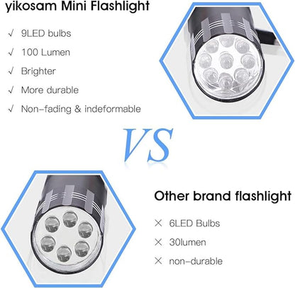 5 Pack of Flashlights 9 LED Mini Aluminum Flashlight Bulk with Lanyard 15 AAA Batteries Included Assorted Colors Handheld Flashlights for Hurricane Supplies Camping, Night Reading, Cycling