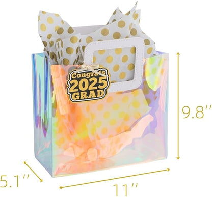 11'' Medium 2025 Graduation Gift Bag with Tissue Paper and Gift Tag for Girl-Gold