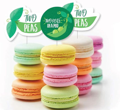 Big Dot of Happiness Double the Fun - Twins Two Peas in a Pod - Dessert Cupcake Toppers - Baby Shower or First Birthday Party Clear Treat Picks - Set of 24
