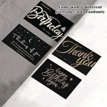 Happy Birthday Wrapping Paper for Man Women,6 Sheets Black Gold Birthday Love Heart Gift Wrapping Paper with 2 Greeting Cards for Girl Boy Wedding Graduation Christmas Gift Wrap Paper,28*20 Inch