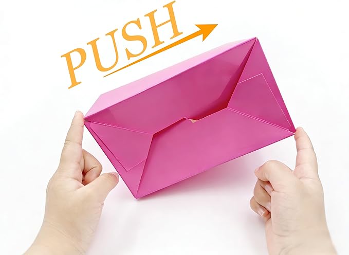 XAGLVV 24 Pack Hot Pink Paper Gable Boxes,6.2 Inch Candy Boxes with Handle, Snack Party Favor& Gift Cookie bags for kids Birthday,Wedding, Baby Shower, Graduation.