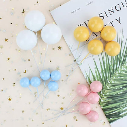 60 pcs Candy Colorful Pearl Balls Cake Pick DIY Cake Insert Topper Card Gift Cup Cake Paper Toothpick Party Wedding Birthday Cake Decoration