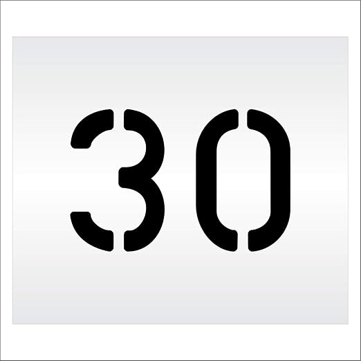 Pavement, Curb, and WheelStop Stencils - 6 inch Double Number Stencil - (30) - 6" x 9" x 1/16" (63 mil) - Light-Duty
