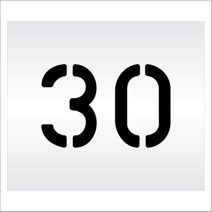 Pavement, Curb, and WheelStop Stencils - 6 inch Double Number Stencil - (30) - 6" x 9" x 1/16" (63 mil) - Light-Duty