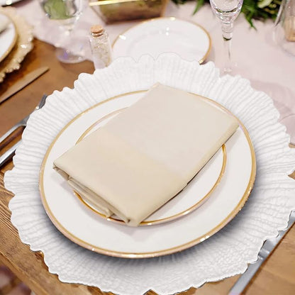 MAONAME White Charger Plates Set of 12, Reef Plate Chargers for Dinner Plate, Plastic Decorative Plates for Table Setting, Thanksgiving, Christmas