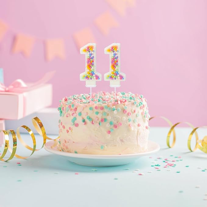 11th Birthday Candle for Cake, Colorful Macaron Numeral Candles for Boys/Girls, Theme Birthday Party Cake Decorations, Cake Topper for Birthday Party Supplies (Number 11)
