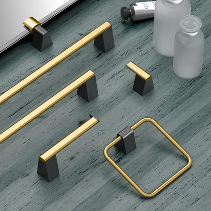 Gatco 5670 A-Line Towel Bar, 24 Inch, Brushed Brass Matte Black Combo