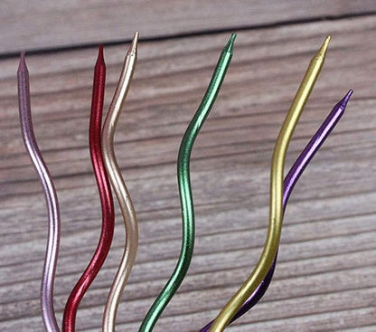 Twisty Birthday Candles Set,Metallic Colorful Curly Coil Candles,Creative Fun Long Thin Wedding Birthday Candles Set,Party Supplies,Cake Decoration,6 Pack (Mix)