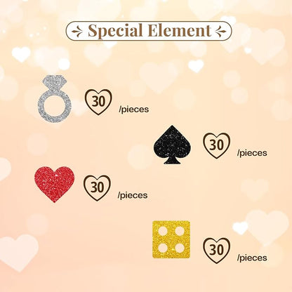 120pcs Casino Bachelorette Confetti, She Said Yes We Said Vegas Table Decor, Las Vegas Dollar Paper Scatter, Silver Glitter Lucky in Love Table Decoration, Casino Bridal Shower Party Decoration