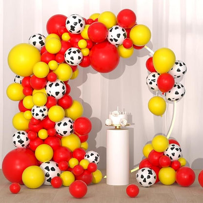 Red Yellow Balloon Garland Arch Kit - Red Yellow Balloons Cow Print Balloon Arch for Farm Animals Cowboy girl Birthday Baby Shower Wedding Christmas Party Decorations