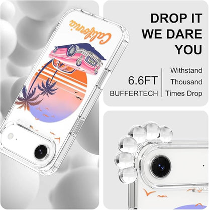 MOSNOVO for iPhone Air Case, Shockproof Military-Grade Protection 6.6ft Drop Tested, Camera Control, Clear Phone Case for iPhone 17 Air, Cali Cruise Design